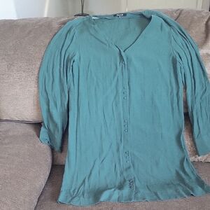Green Button-Up Women's Top